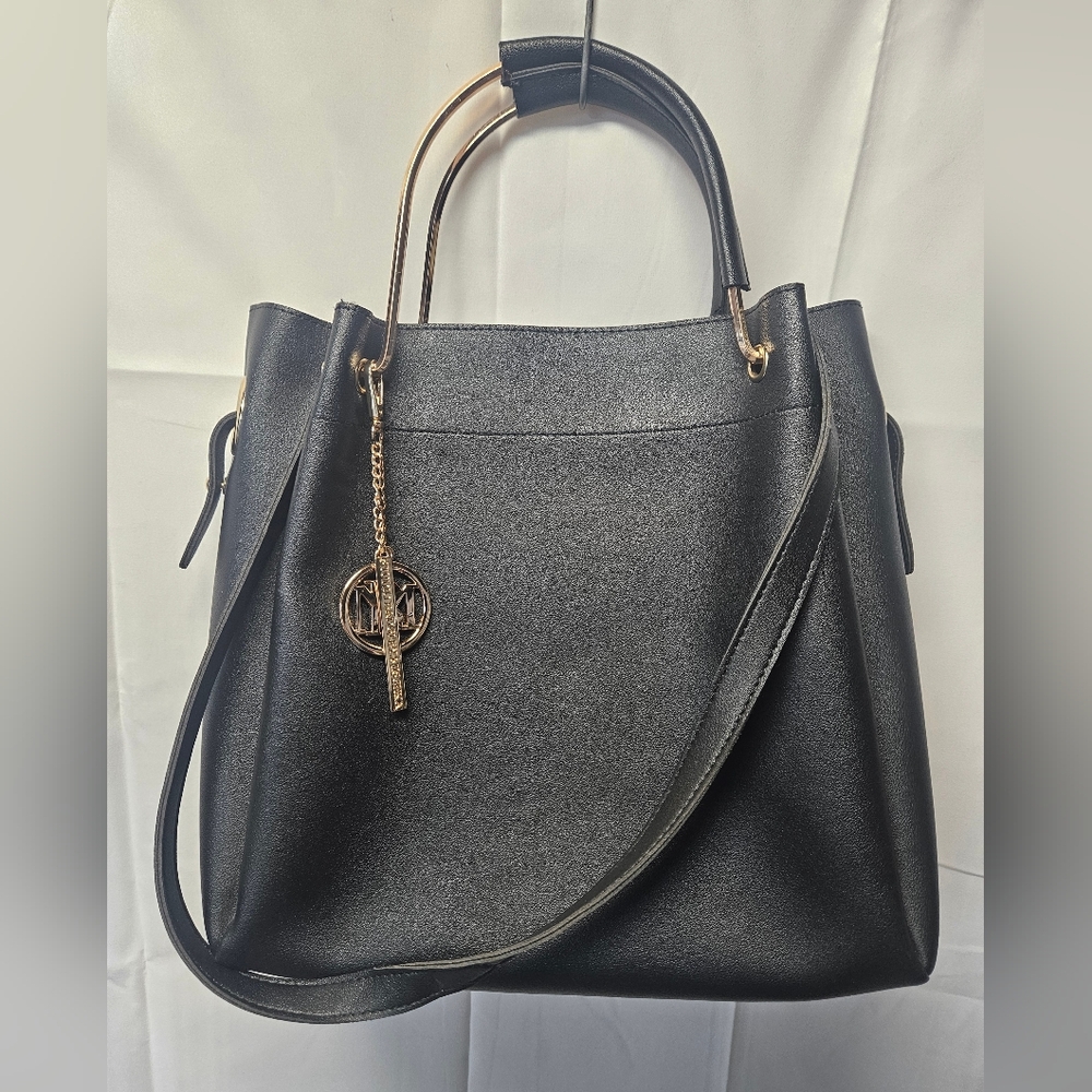Studio Badgley Mischka Collection Black Hobo bag with Gold Logo Accent